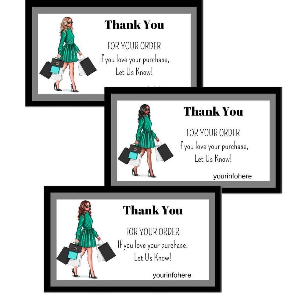 Thank You Cards,  Illustration Watercolour Painting Shopping Bags, Business Card